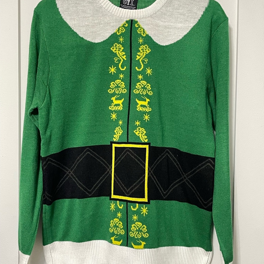 ELF Green and White Festive Sweater